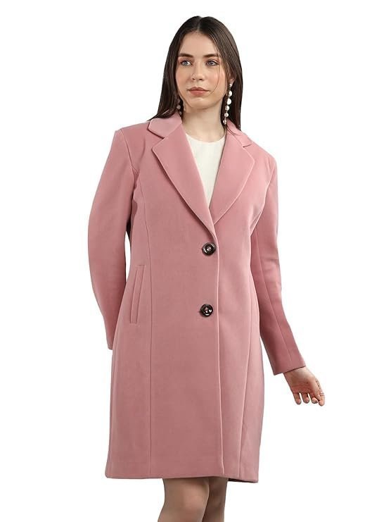 Women Winter Long Overcoat with Wool blend and Comfort fit