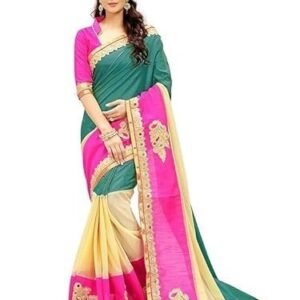 Fashionista Women's Shimmer Chiffon Hot Fix Embellished Saree
