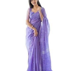 Women's Tassel & Printed Cotton Saree with Blouse