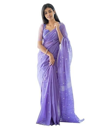 Women's Tassel & Printed Cotton Saree with Blouse