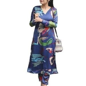 DESIGNER Women's Cotton Blend Straight Printed Kurta with Pant