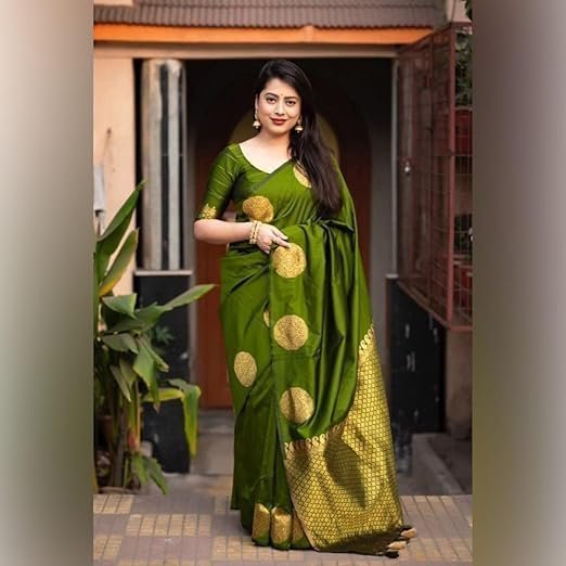 Women's Cotton Linen Printed Saree with Unstitched Blouse Piece - Image 3