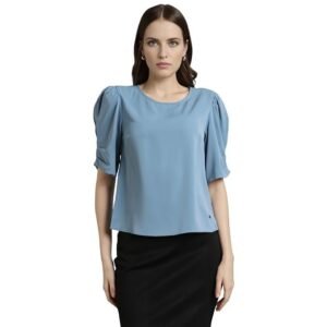 Polyester Regular Fit Full Sleeve Solid Closed Neck Formal Top