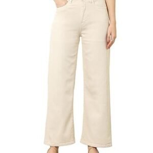 Mom Fit Jeans I Denim Ankle Length Stretchable Pant with Curved Pocket I Clean Solid High Waist Loose Fit Pants I Stylish & Trendy Look I for Office Party Home Girls & Women