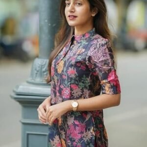 Fashion Women's Cotton Slub Round Neck 3/4 Sleeves Printed Designer Stylish Kurti for Ladies