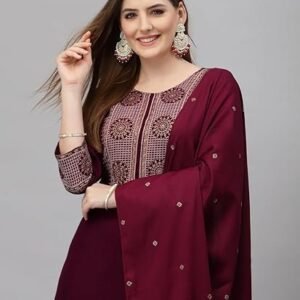 Women Viscose Embroidered Kurta And Pant Set With Dupatta, Kurta Set