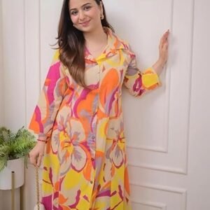 Women's Blue Printed Pure Cotton Co-Ord Set