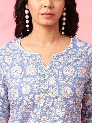Women's Trendy Floral Print Topper Kurti | Short Kurti with 3/4 Sleeves – Stylish & Comfortable|| Kurta for Women - Image 2