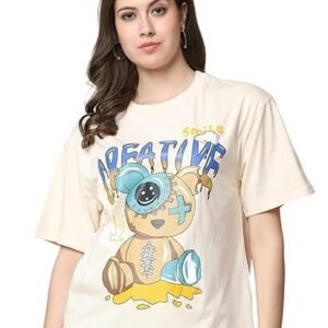 Pure Cotton Oversized Baggy Fit Drop Shoulder Latest Aesthetic & Cool Graphic Printed Half Sleeve Tshirt for Women |Trendy Tees |Casual Loose Korean T-Shirt