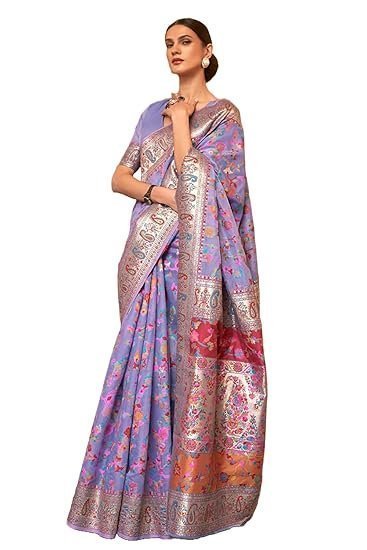 Women's Silk Kanjivaram Kanchipuram Saree With Blouse Piece