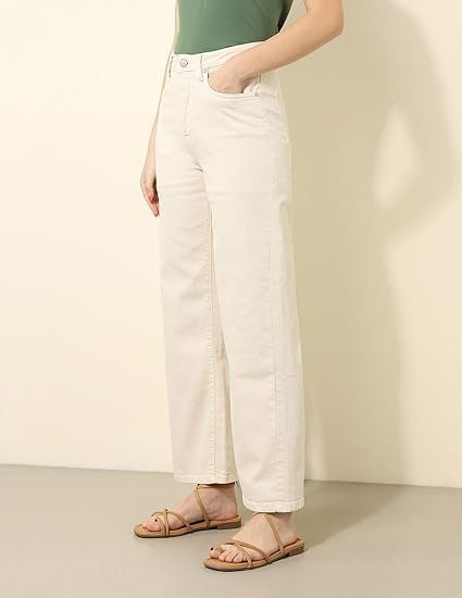 Mom Fit Jeans I Denim Ankle Length Stretchable Pant with Curved Pocket I Clean Solid High Waist Loose Fit Pants I Stylish & Trendy Look I for Office Party Home Girls & Women - Image 4