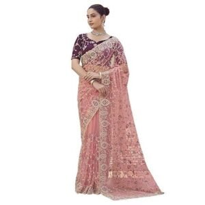 Stylish Women Tussar Saree Temple Border Printed Body Traditional Temple Border Plain Pallu Plain Blouse