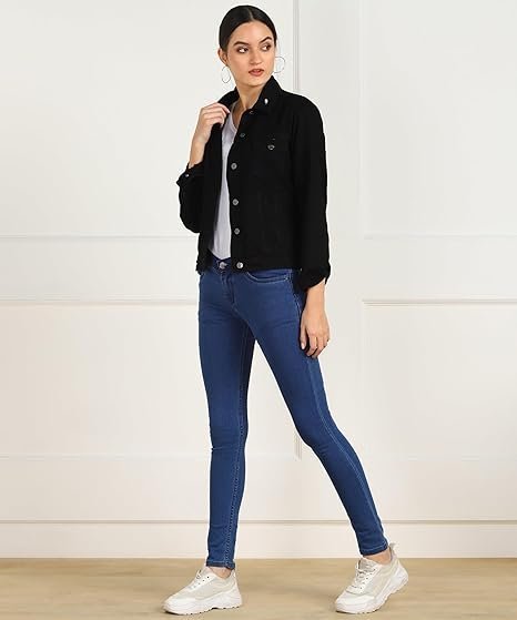 Women High Rise Cotton Lycra Ankle Length Skinny fit Black Solid Jeans - Image 5
