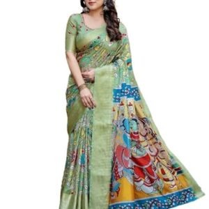 Women's Georgette Embroidery Border Work Saree with Blouse Piece