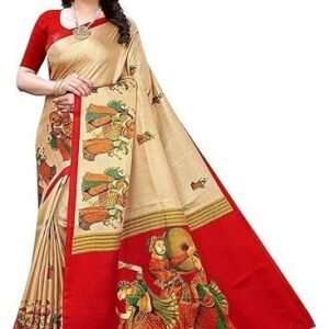 Women's Silk Blend Printed Saree With Blouse Piece