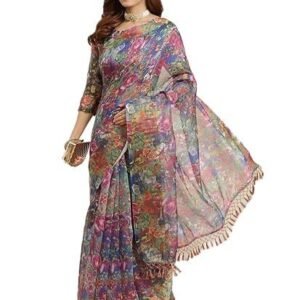 Pure Fancy Georgette Embroidery Saree Rich Pallu Design Lace Zari Work Trendy Occassion Wear