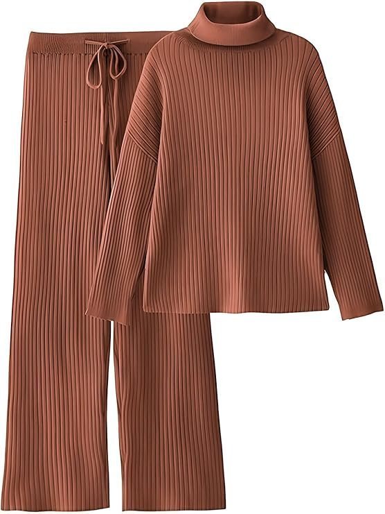 Women’s Winter Woolen Turtleneck Sweater with Pajama | Warm Winter Wear Cord Set | Woolen Tracksuit Loungewear Set