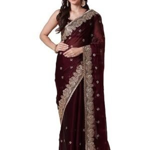 Women's Katan Silk Meenakari Baluchari Swarnachari Bengal Saree Bicoloured B0231AA