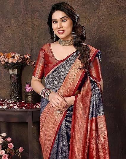Women's Georgette Bandhani Printed Sequence Embroidery Lace Saree With Unstitched Blouse Piece - Image 5