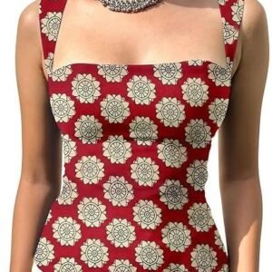 Women's Araha Halter Neck Printed Kurti |Casual Sleeveless Printed Top| Open Back Design|Short Kurti for Girls| Kurti for Women