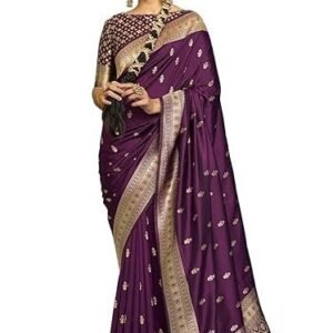 Womens Kanjivaram Silk Saree with Zari Woven Saree With Blouse Piece