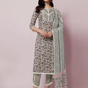 Women's Embroidered Anarkali Kurta Pant Set with Organza Dupatta
