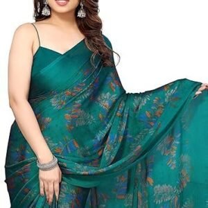 Women's Georgette Foil Printed Saree with Unstitched Blouse Piece