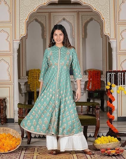 Gallery Women's Rayon Relaxed Fit Anarkali Kurta - Image 5