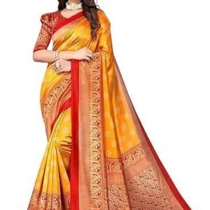 Women's Pure Georgette Embroidered Saree With Unstitched Blouse Piece